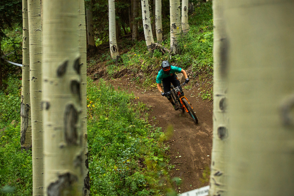 Stan Jorgensen races stage 2 in the Pro/Open division at Round 3 of the 2018 SCOTT Enduro Cup presented by Vittoria at Powderhorn, CO on July 28, 2018. Photographer: Sean Ryan, courtesy EnduroCupMTB