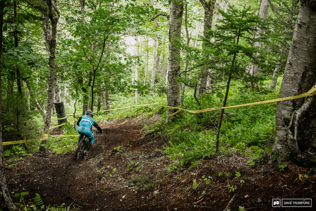 Dylan Conte flinging some loam in the bottom woods.