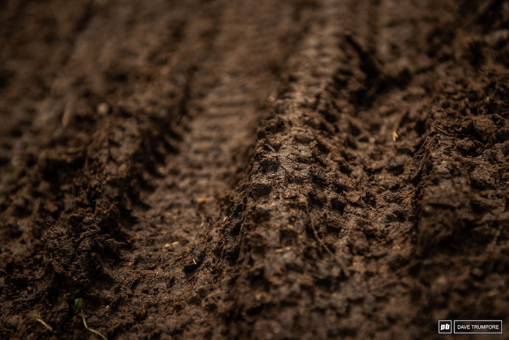 A mix of fresh cut trail, soft dirt, and rain means the ruts are only going to get deeper as the week rolls on.
