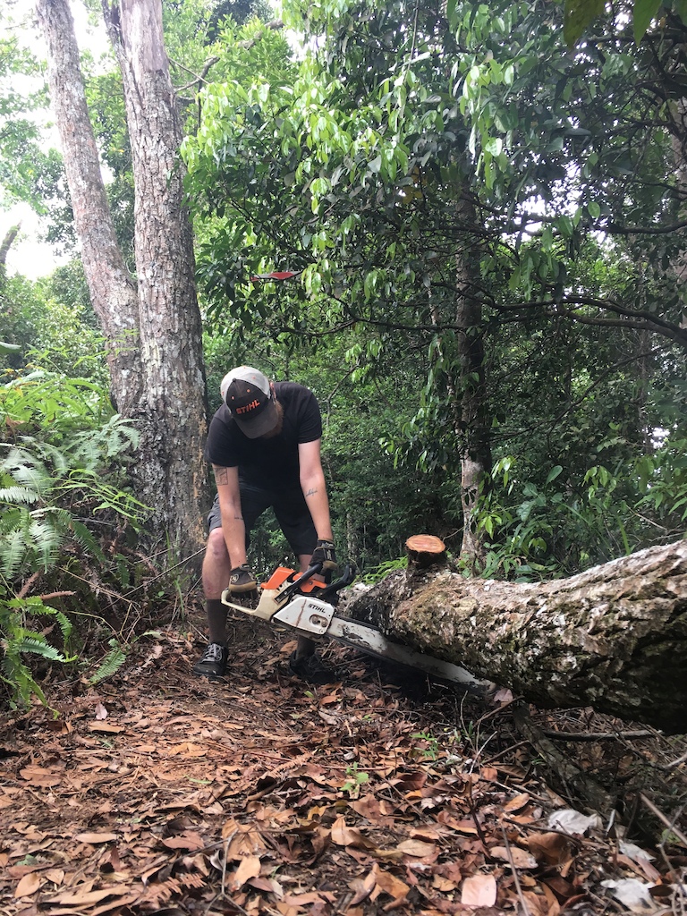 Cleaning up the trail.