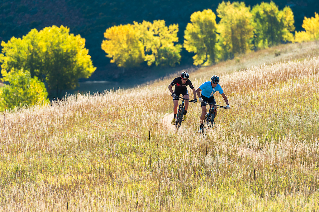 Brad Cole and Cormac Dunn ride the Niner Bikes AIR 9 RDO on the Nomad Trail near Fort Collins Colorado.