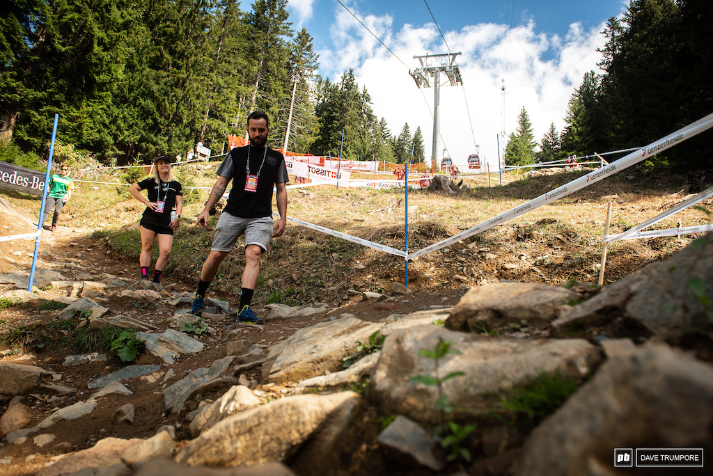 The track in Lenzerheide is getting a bit old and the big rocks are starting to come through in the lower turns.