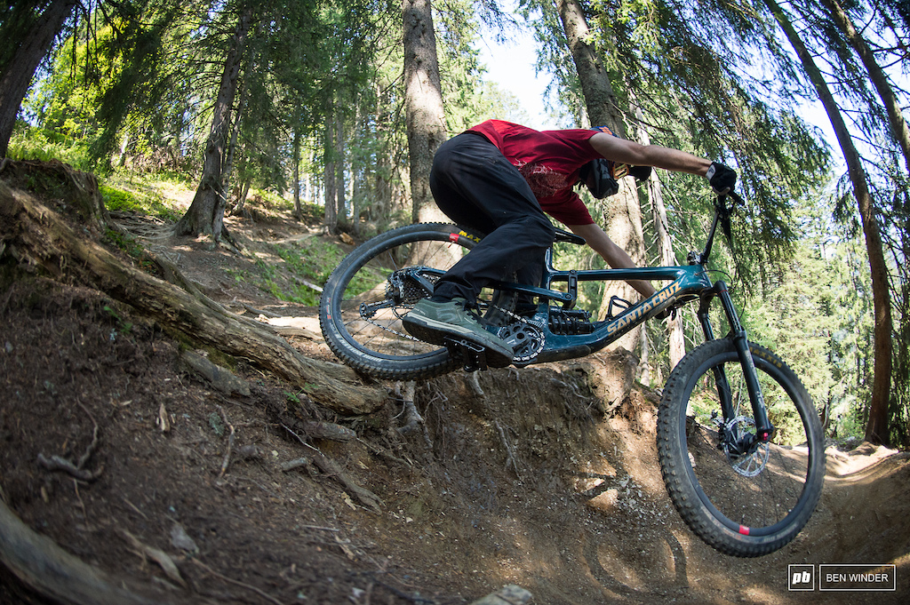 James dropping into one of the steeper black trails.
