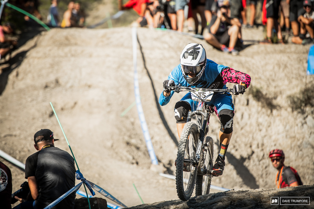 Kevin Miquel is having his best EWS race to date and currently sits just off the podium pace after day 1.