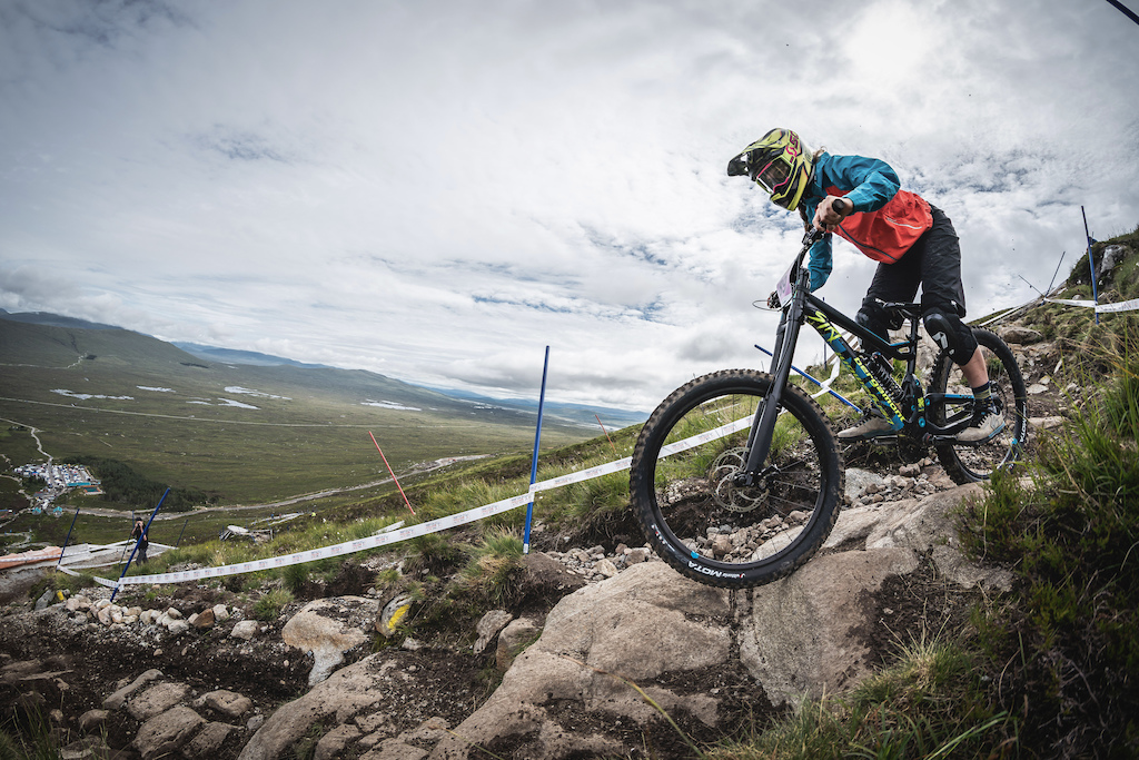 Racing DH at Glencoe with severe jet lag and a muted up wrist. Hard. As.Nails. Photo: Lewis Gregory