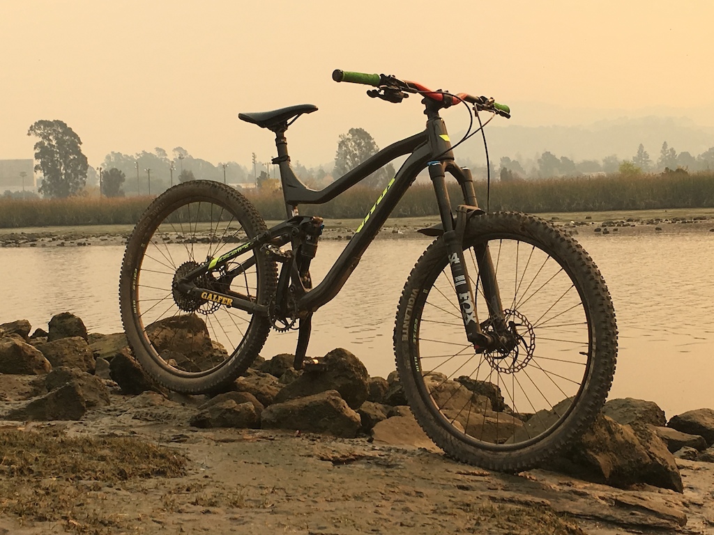 2017 Vitus Escarpe 275 VR

Photo taken during Napa wildfires in 2017, you can see the smoky background and red tint in the sky.