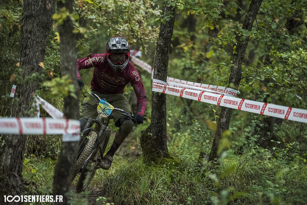 Thibaut Daprela left his downhill bike to race some enduro stages. Unfortunately a puncture put him out of the battle to podium.