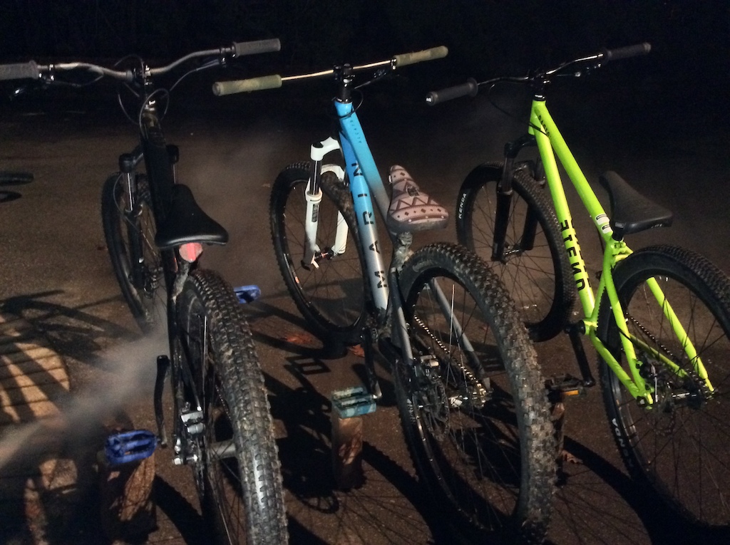 The Dream team
A Radio Fiend(the green one) A custom Marin Alcatraz 2018(the blue one) A specialized p3(the black one)