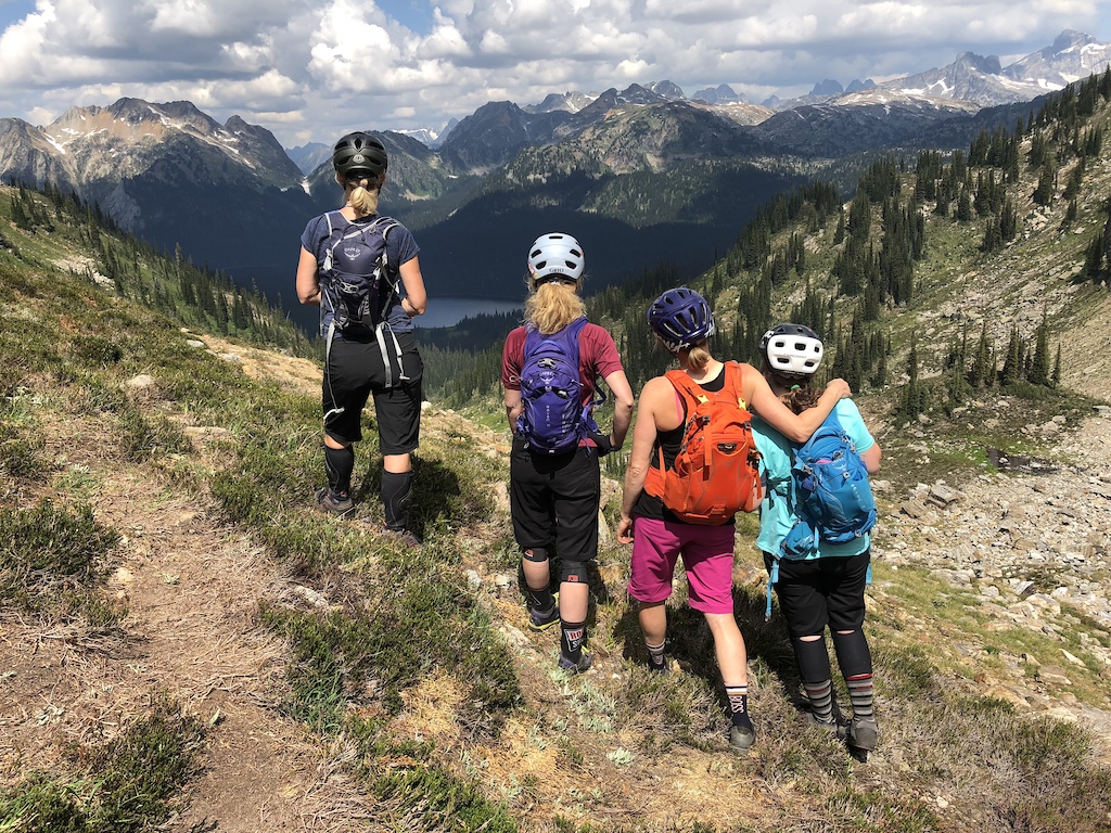 End of the trail at Caribou Pass looking out at the stunning Monashee Mountains! Sweet Skills Sol Mountain Camp 2018.