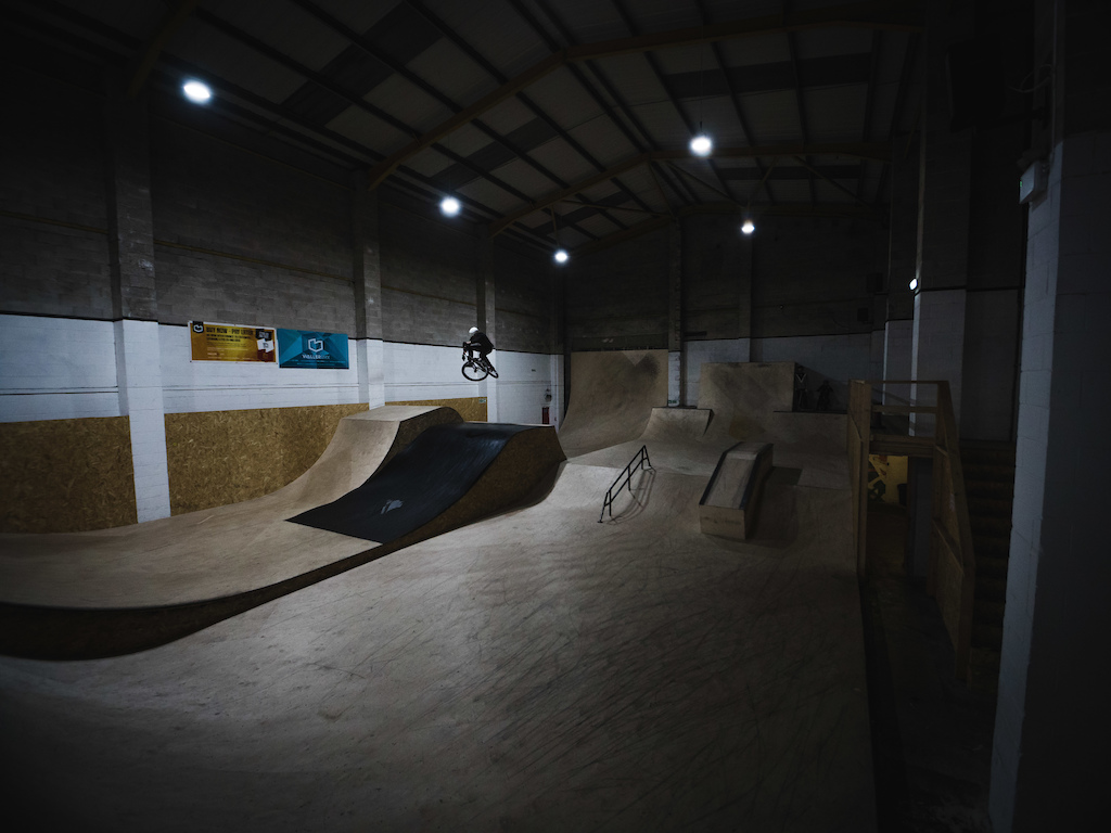 Josh Morris escaping winter to shred the indoor skate park on his Sick Bicycles Hellhammer