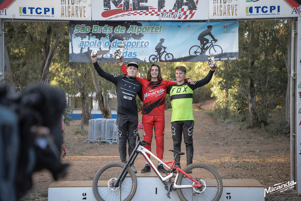 Junior podium at Round 1 of the Portugal Downhill  Cup