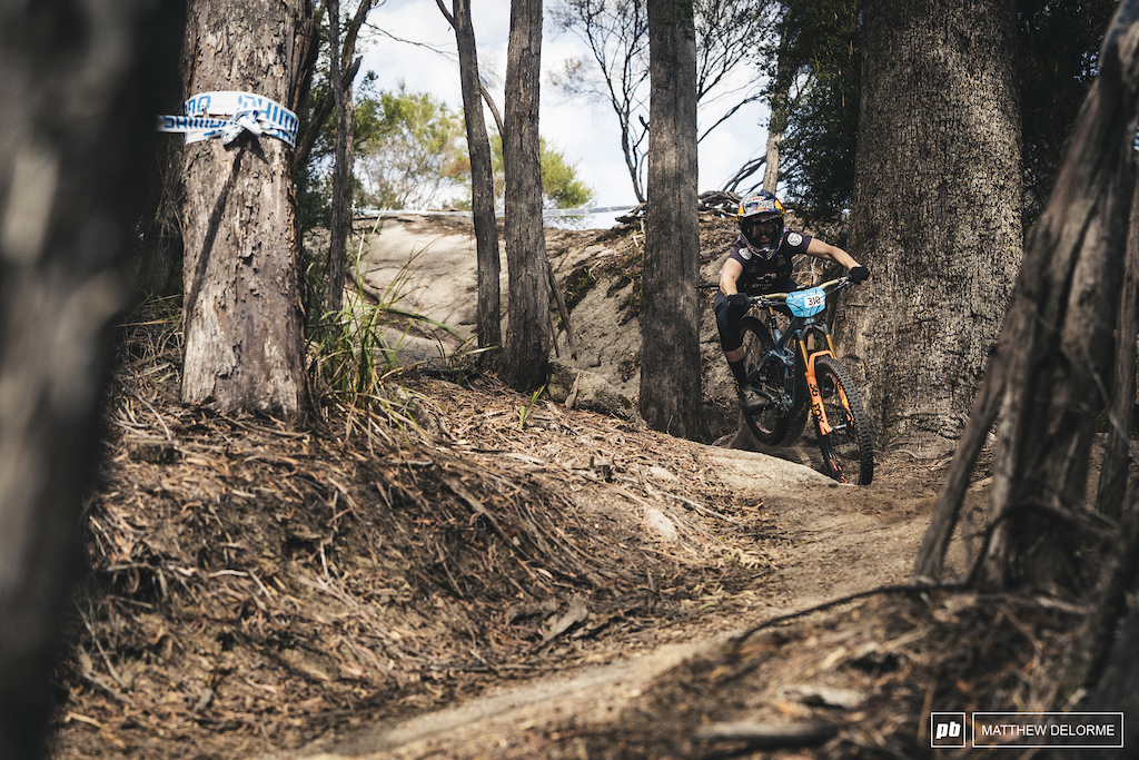 Jill Kintner is dipping her toes into enduro. Tasmania is her first EWS this season.