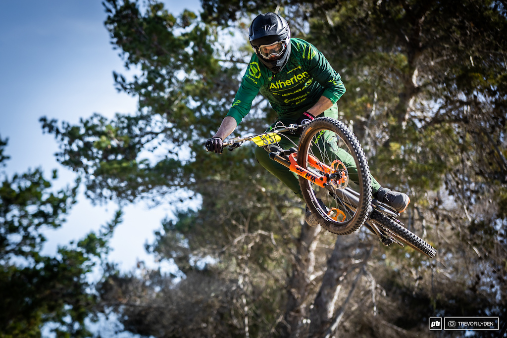Dan Atherton showing off his new bike for the fans.