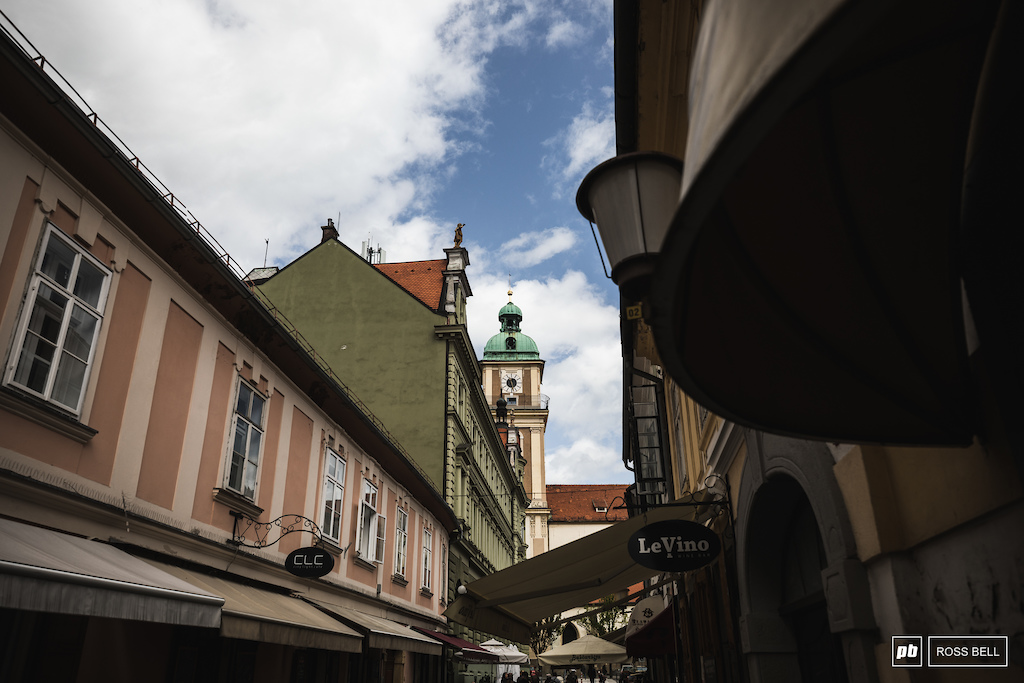 The narrow streets of Maribor's old town.