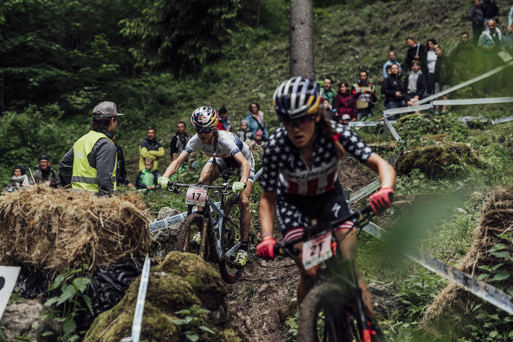 Yana Belomoina performs at UCI XCO World Cup in Albstadt, Germany on May 20th, 2018 // Bartek Wolinski/Red Bull Content Pool // AP-1VQMWFB2D2111 // Usage for editorial use only // Please go to www.redbullcontentpool.com for further information. //