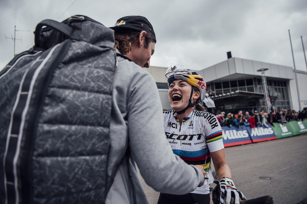 Kate Courtney is seen at UCI XCO World Cup in Albstadt, Germany on May 19, 2019 // Bartek Wolinski/Red Bull Content Pool // AP-1ZCT9HUN51W11 // Usage for editorial use only // Please go to www.redbullcontentpool.com for further information. //