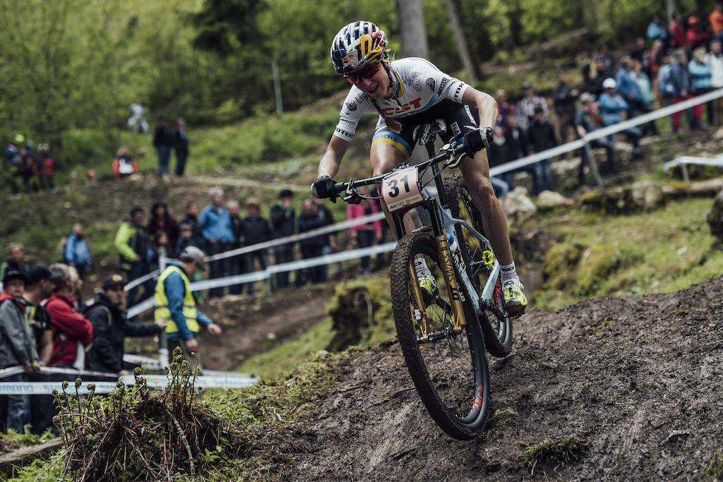 Yana Belomoina performs at UCI XCO World Cup in Albstadt, Germany on May 19, 2019 // Bartek Wolinski/Red Bull Content Pool // AP-1ZCT7RD2D1W11 // Usage for editorial use only // Please go to www.redbullcontentpool.com for further information. //