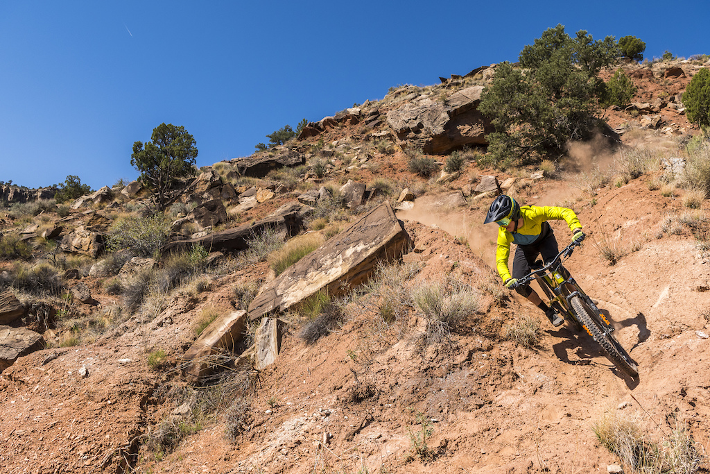 Aggressive trail riding on the Grafton Mesa Trail ouside of Virgin, UT