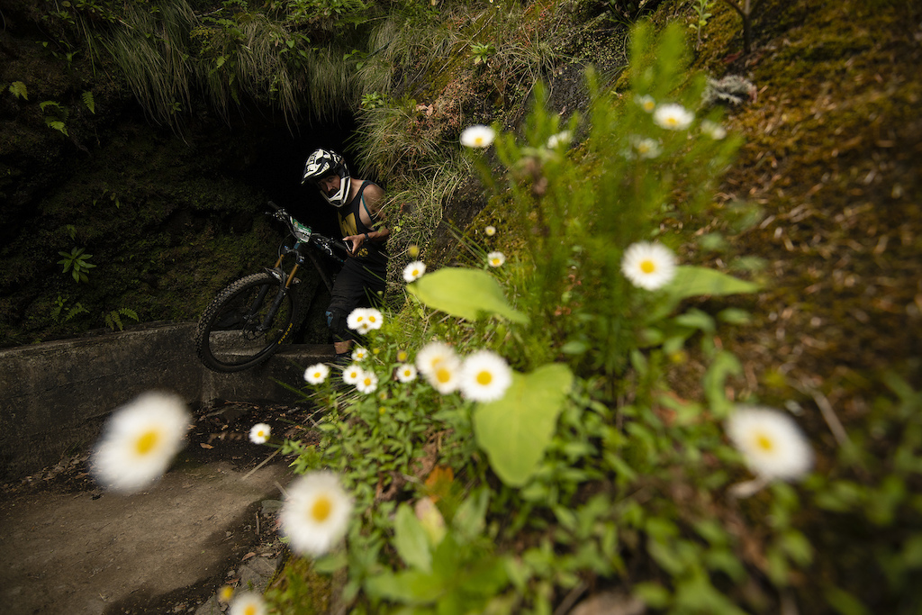 Whites of the eyes after a few helmet clipping moments in the tight levada.