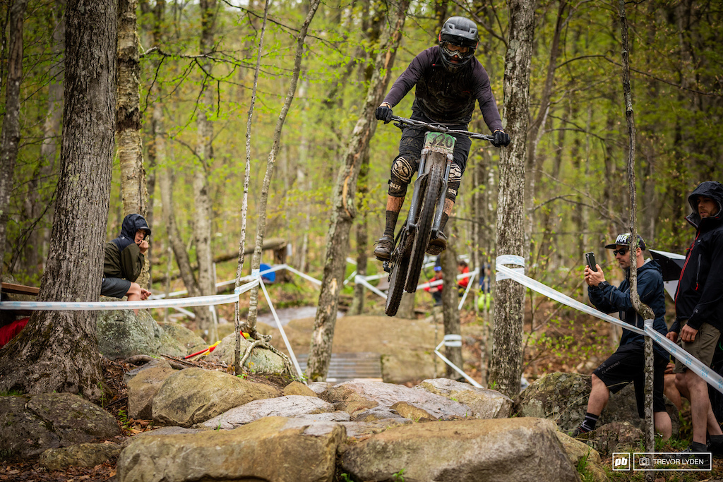 A rider on the dowhill course as part of the Canada Cup DH race.