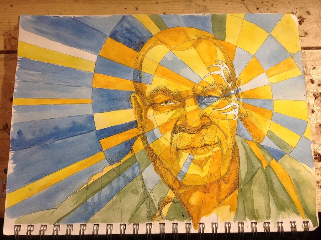 I was going for a golden Buddha vibe with this sketch. I like it, I like the geometric patterns as well. I think I might grow this idea into something more significant.