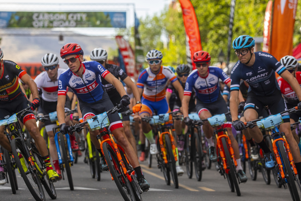 The Pro Men take to the streets of downtown Carson City in the El Yucateco Fat Tire Crit.