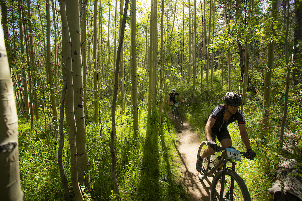 Aspen-lined singletrack wound its way along the shores of Spooner Lake.