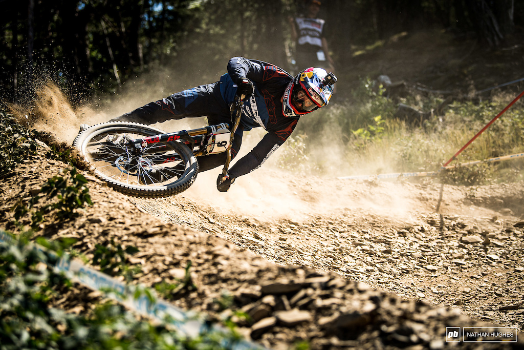 A little too much sauce for Aaron Gwin during timed training.