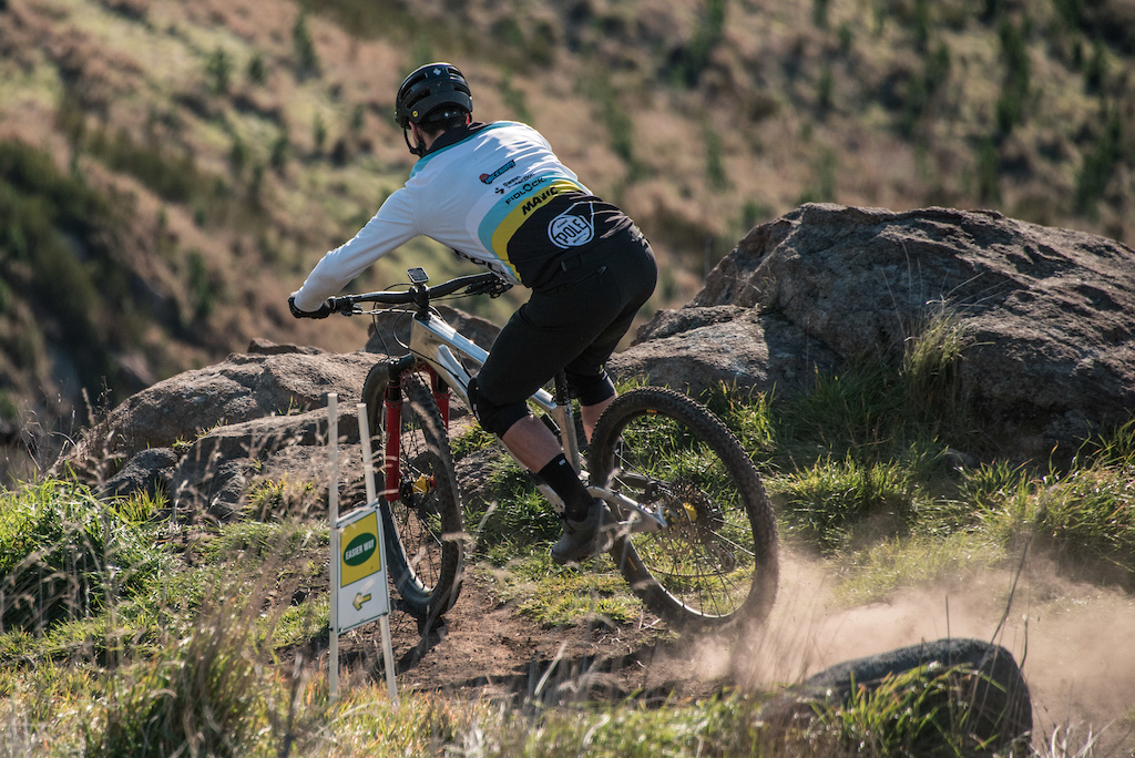 EWS Rider Joe Nation Lapping the Christchurch Adventure Park whilst recovering from injury