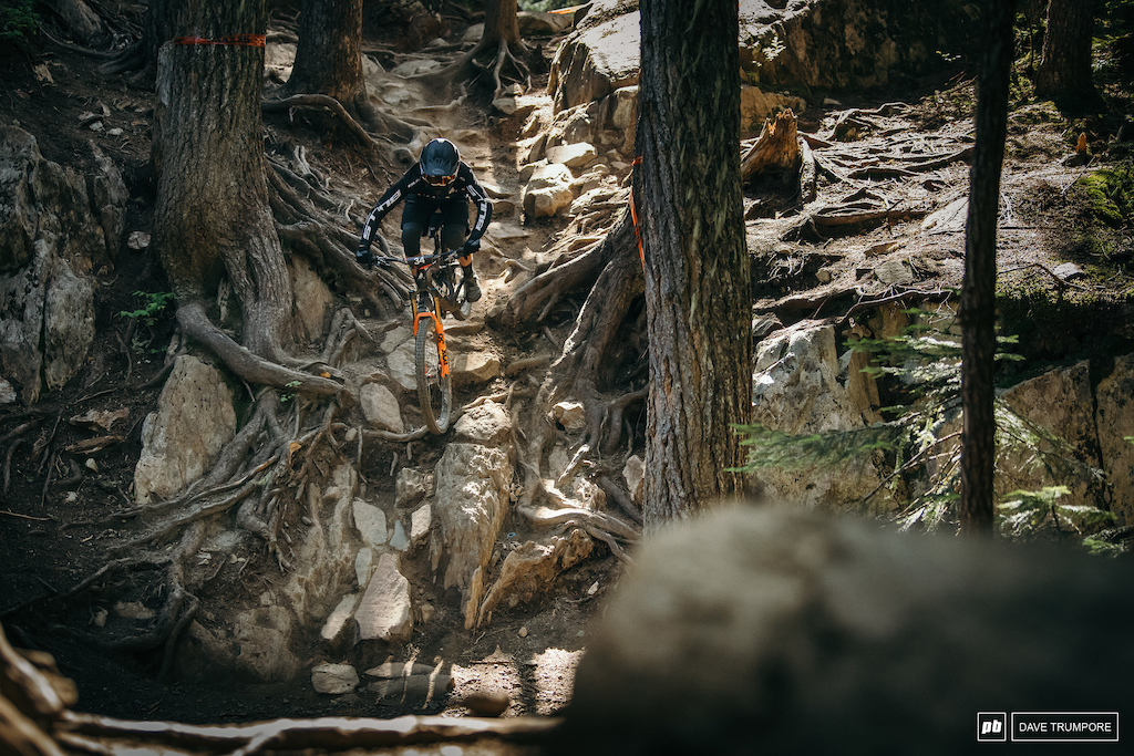 Usually it's DH bikes that we see smashing down through the classic rocks of In Deep during the annual Garbanzo DH race.  This year however it is the Enduro World Series turn to show off what modern trail bikes are capable of.
