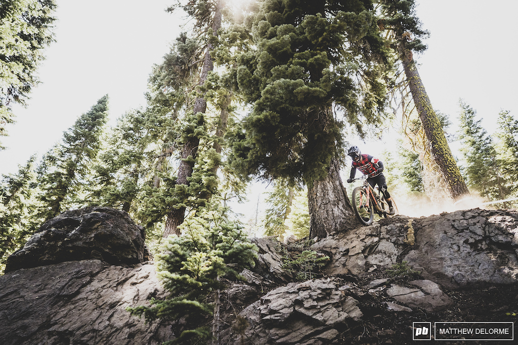 Remi Gauvin getting his freeride on in the middle of stage three.