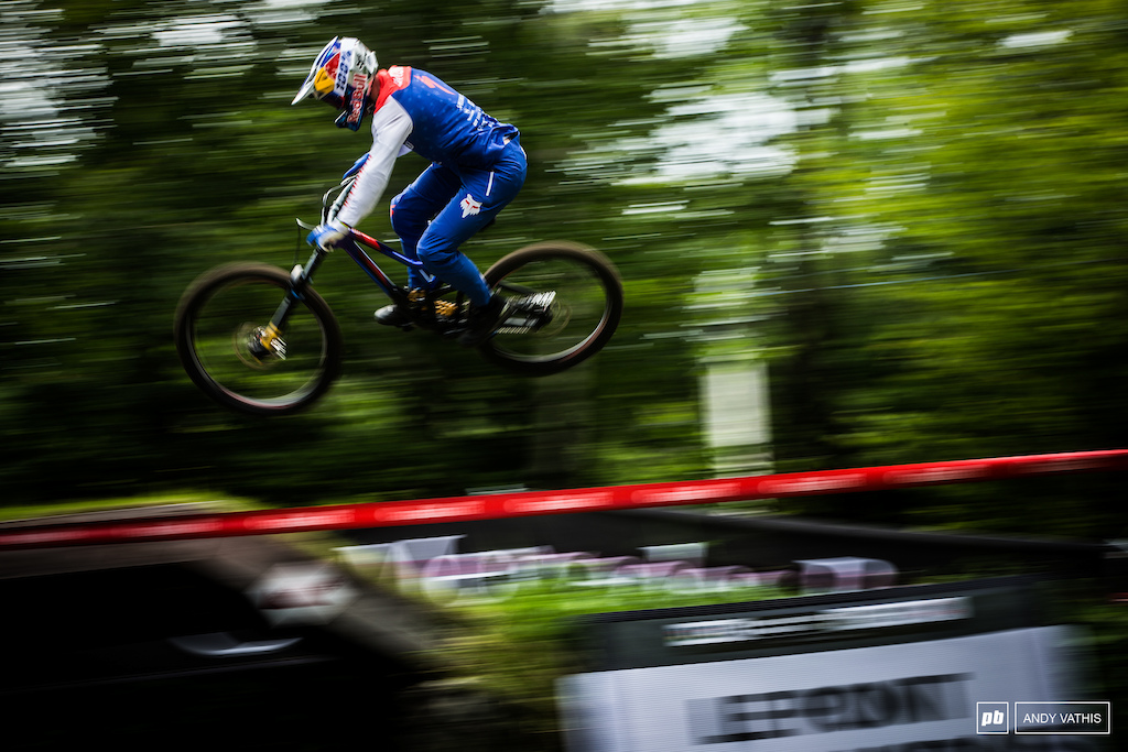 Loic Blueni hovering over the XC course.