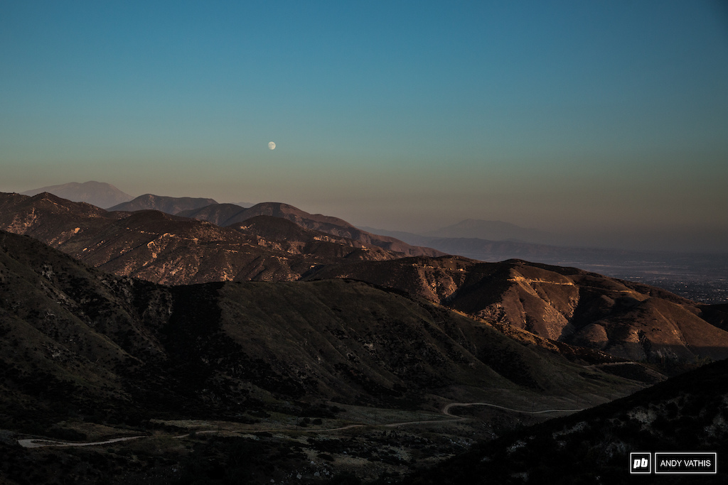 Moonrise over the Cali tundra. One more sleep until the going gets hot and dry.