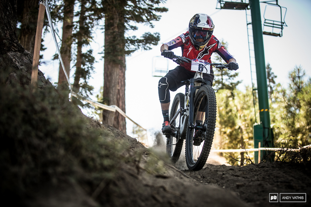 Anneke Beerten is a top 10 qualifier after going on and winning the enduro race earlier in the day.