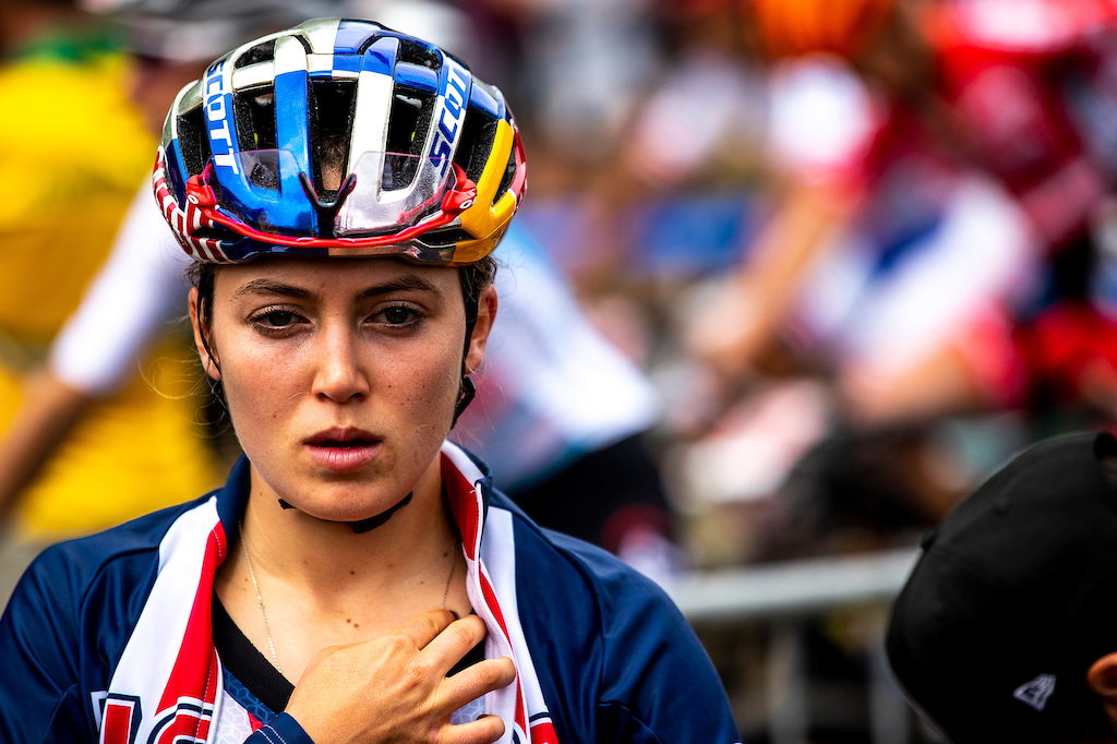 During the 2019 UCI MTB World Championships at Mont-Sainte-Anne, Canada.
