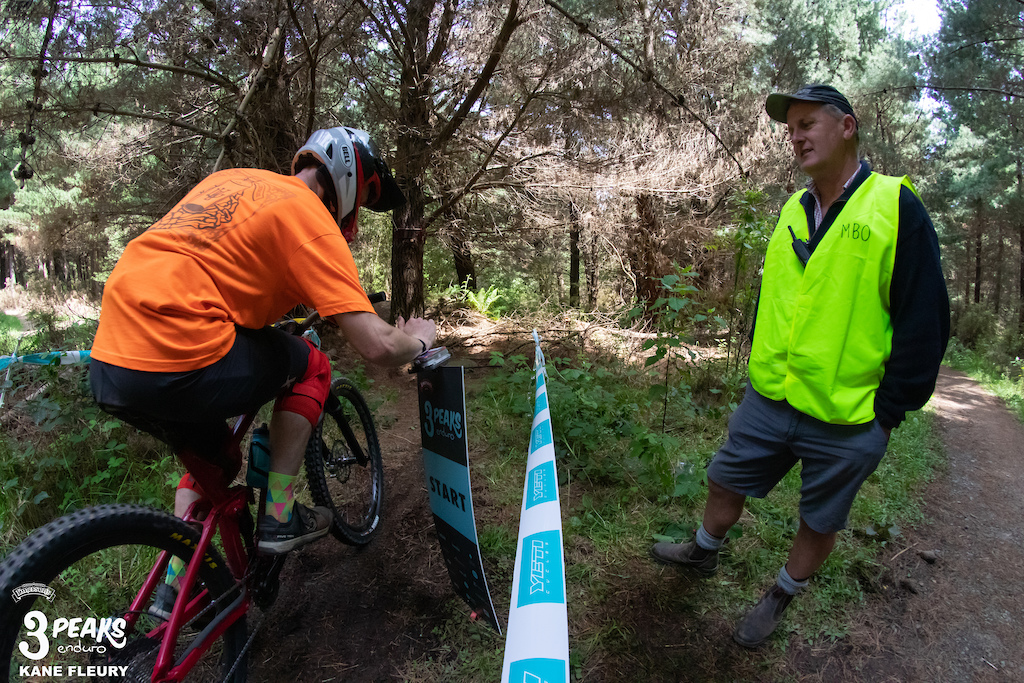 A rolling start helps local Joel Linscott gain those precious seconds while racing at Whare Flat.