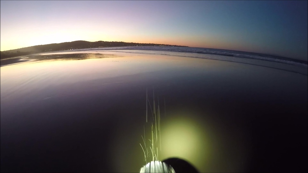 knobby spray on a low tide ride. Monterey, CA