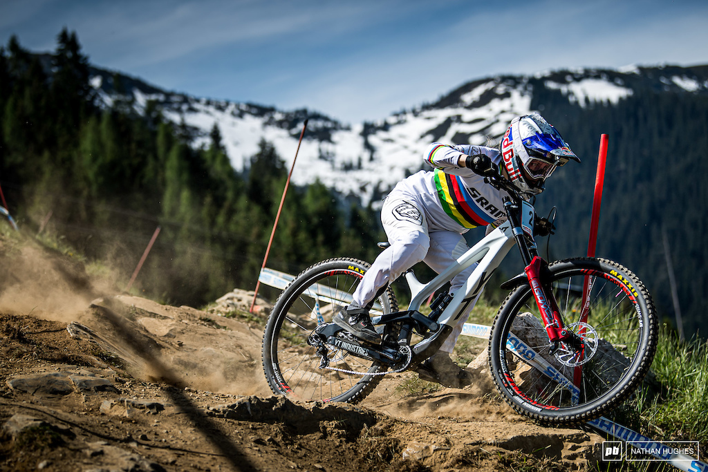 Vali Holl repping the rainbows on home soil in Leogang Austria 2019.