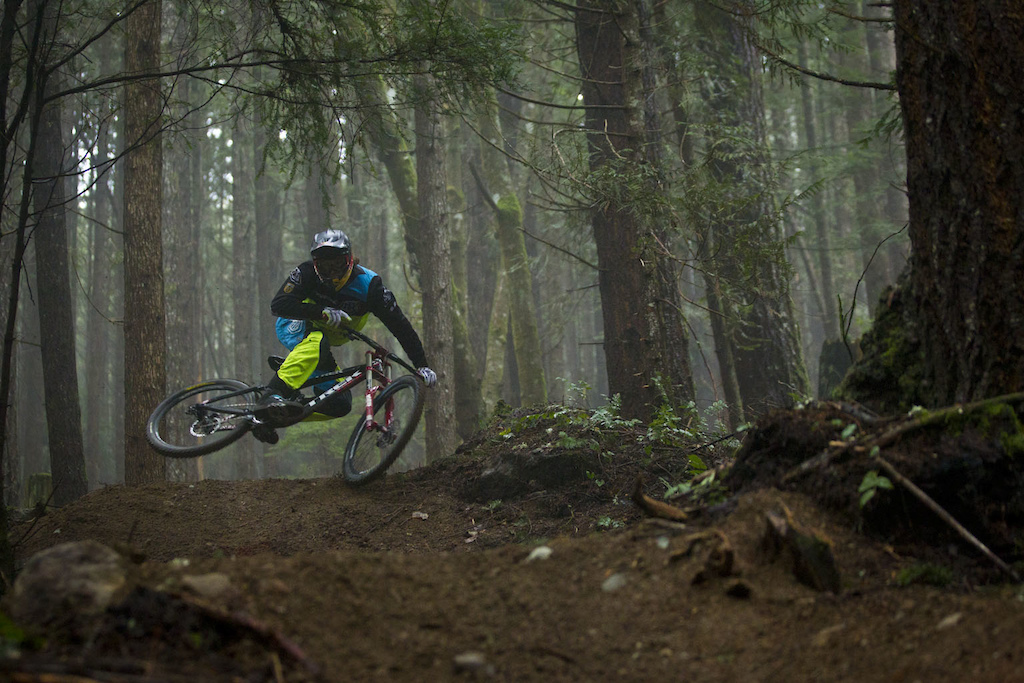 Brandon Semenuk scrub airs the trail during the filming of Anthill's new film "Strength In Numbers", March 2012.