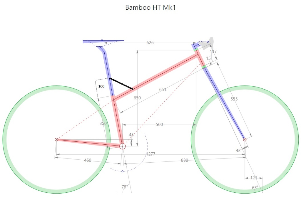 Geometry mock up of for my Bamboo DIY bike project. Will it work out..... god knows, but I'm giving it a go anyway!