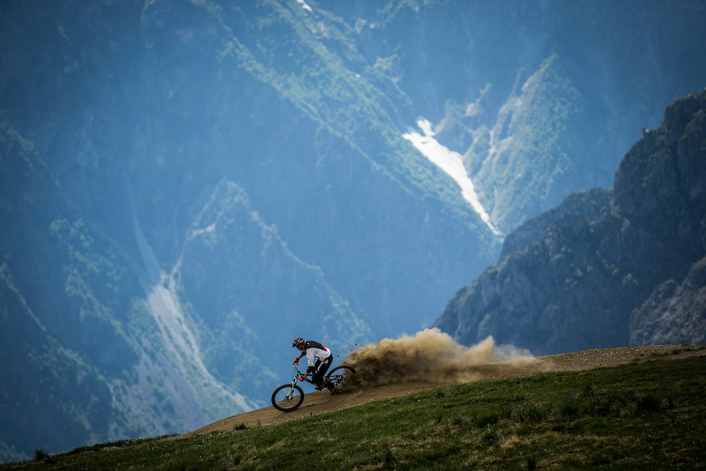 at the third round of the Enduro World Series, Les 2 Alps, France
