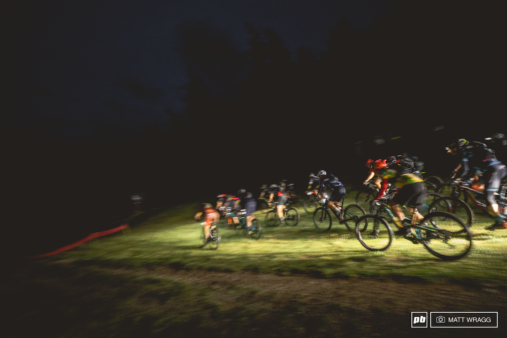 There is something impressive about this kind of mass start, everything goes quiet as several hundred people focus all their energy on gaining the next inch before the race headed into the singletrack.