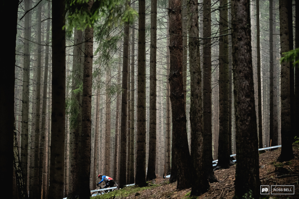 The woods of Nove Mesto are a rather quaint setting for a bike race.