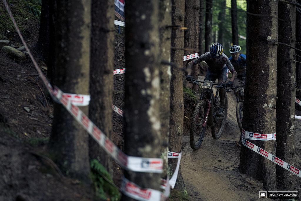 Tom Pidcock on his wat to the win here at the Leogang Covid-19  E MTB worlds.
