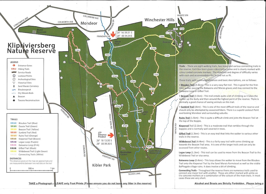 Klipriviersberg Nature Trail Map