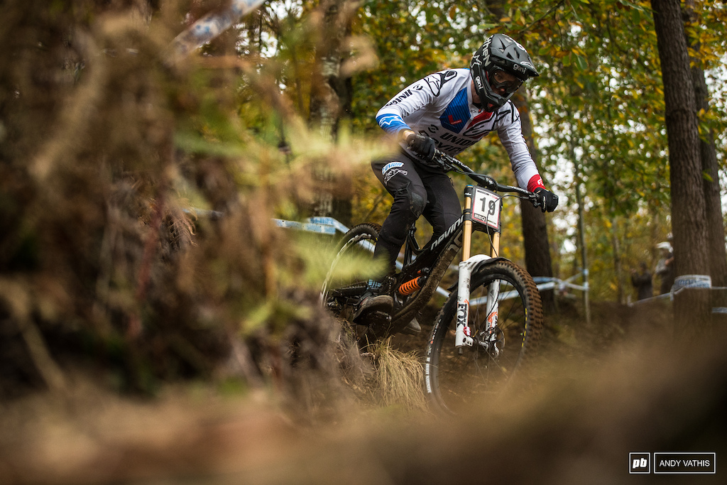 Jure Zabjek finding his stride on this steep course.