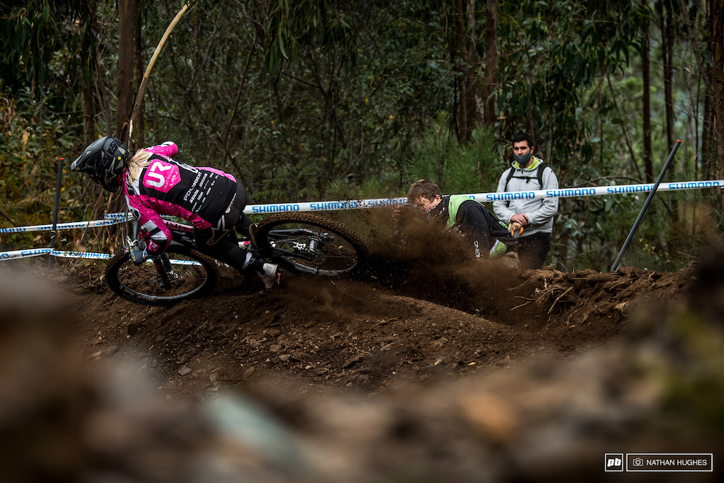 Tracey Hannah celebrating her last days at the World Cup with some good old-fashioned roost and the fastest TT lap.