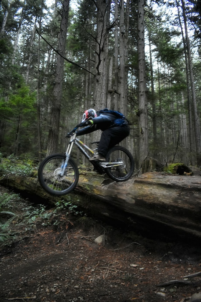 Getting some air time on some sweet trails. 
Location. Burnaby Mountain. Which is in bud country ;)