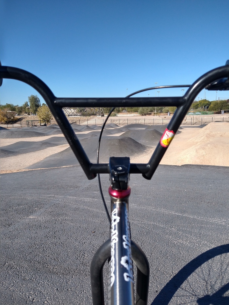 On top of the starting hill at Arroyo Bike Park