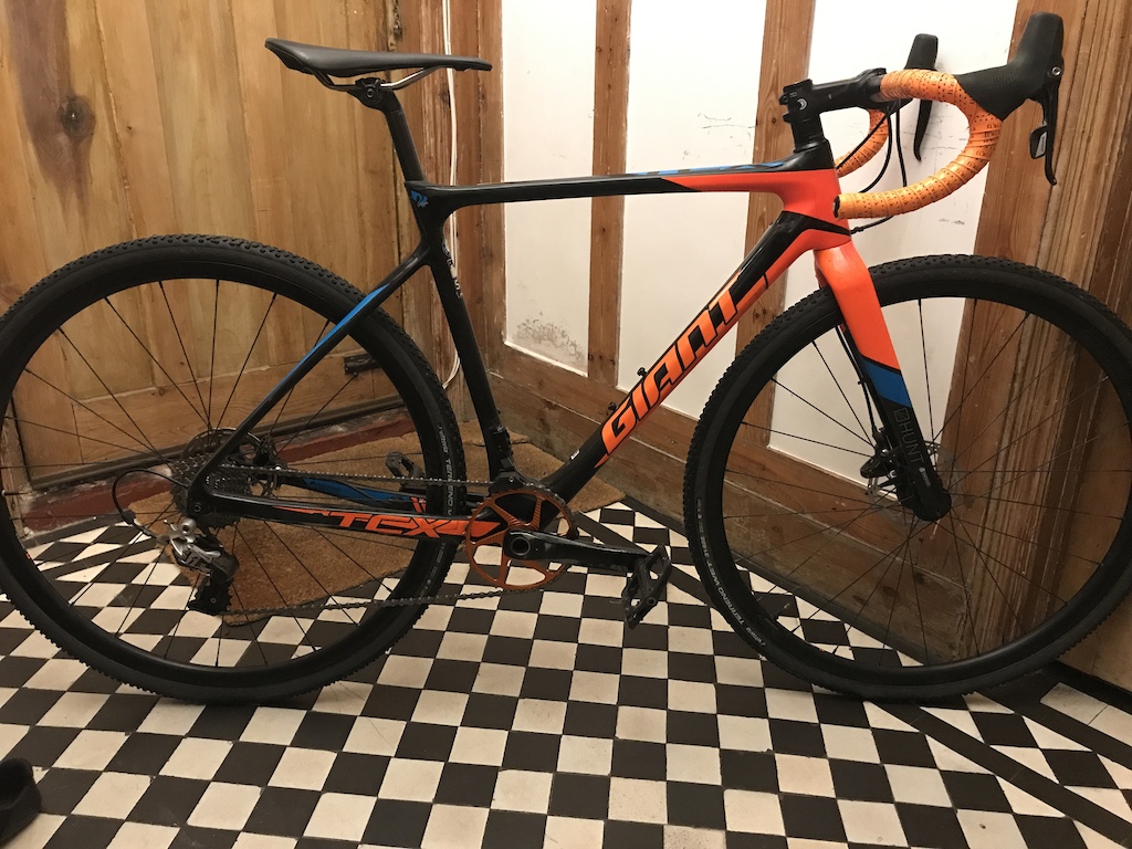 Giant TCX Advanced Pro 2, 2017. Stock except for chain, cassette, chainring, bar tape, seat and tires - set up tubeless. NS Bistro pedals.